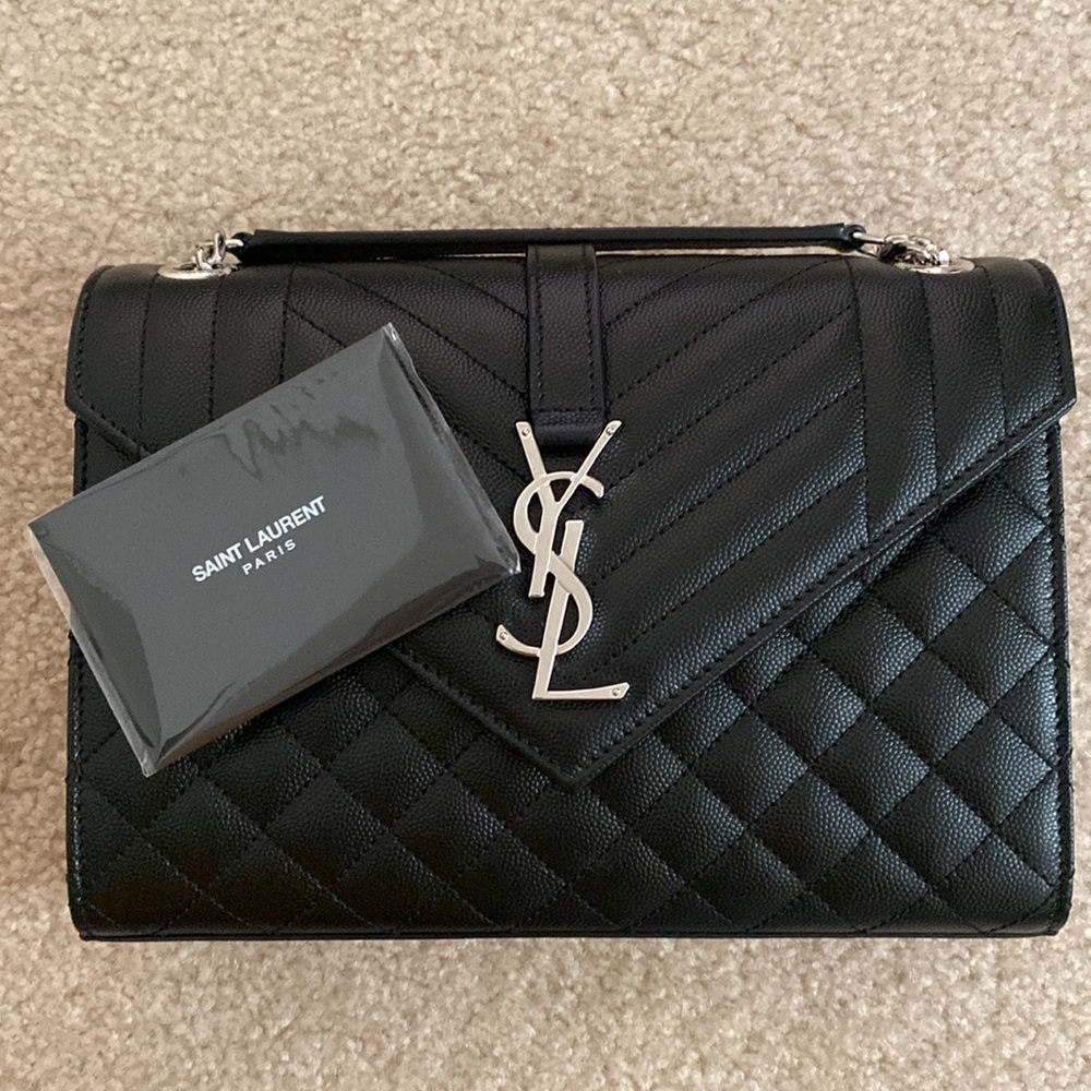 Ysl Medium Envelope Bag Black/Silver - image 2